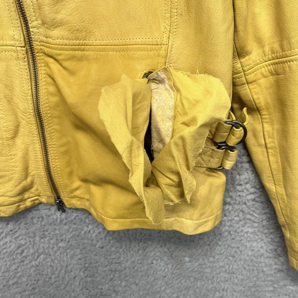 Harley-Davidson кожаная куртка женщин большой желтый молнии капюшон Moto Riding Gear - Изображение 3 из 4