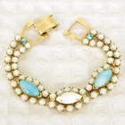 Stunning Vintage Opaque Blue with Milk Glass & AB Rhinestone Bracelet  TT21