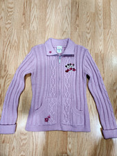 Disney Mickey Minnie Knit Pink Zipper down Sweater Sz S New