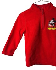 Disney Mickey Mouse Kids SZ 4 Red Fleece Pullover 1/4 Zip Sweatshirt Casualwear