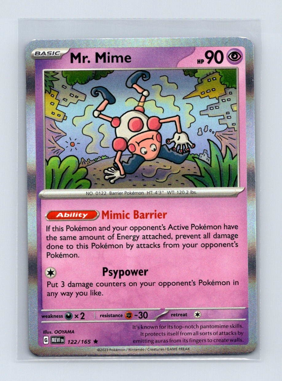 Mr. Mime 122/165 Rare 151 Pokemon Reverse Holo Near Mint