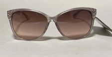 NEW Panama Jack Sunglasses Cute Light Pink Frames Brown Tan Lens Rhinestones
