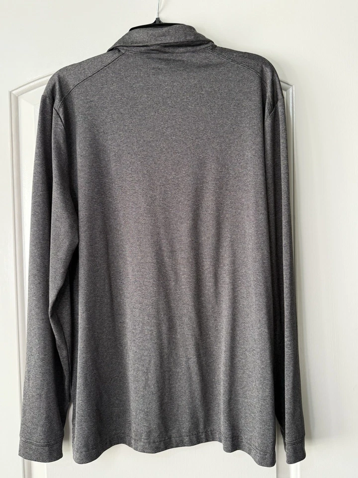 Camisa polo de golf Callaway Opti-Dri para hombre talla mediana manga larga a rayas negras Foto 2 de 4