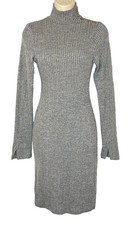 Gray H&M Conscious sweater dress M ribbed bodycon long sleeve mock neck cotton