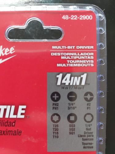 2-PACK MILWAUKEE 48-22-2900 MOST VERSATILE 14-In-1 MULTI-BIT DRIVER SCREWDRIVER - Picture 3 of 3