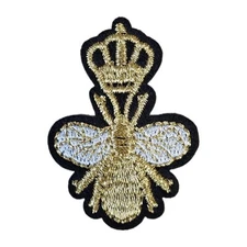 Little Queen Bee Embroidered Iron On Patch 2" x 1.25" PB15