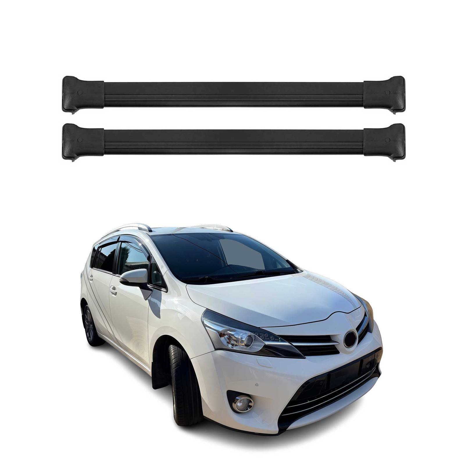 Barres de toit Toyota Verso 2009-2018 noires en aluminium pour coffre et vélos