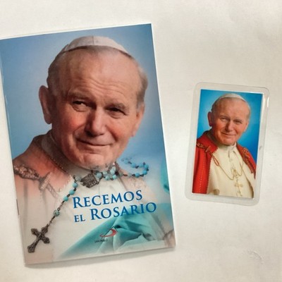 RECEMOS EL ROSARIO -AZUL CON PAPA JUAN PABLO II-NUEVA PASTA SAN PABLO EDITORIAL