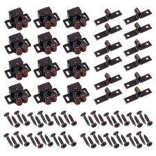 Justech 12 PCS Cabinet Latch, Double Roller Catch, Brown Antique Copper Cabin...