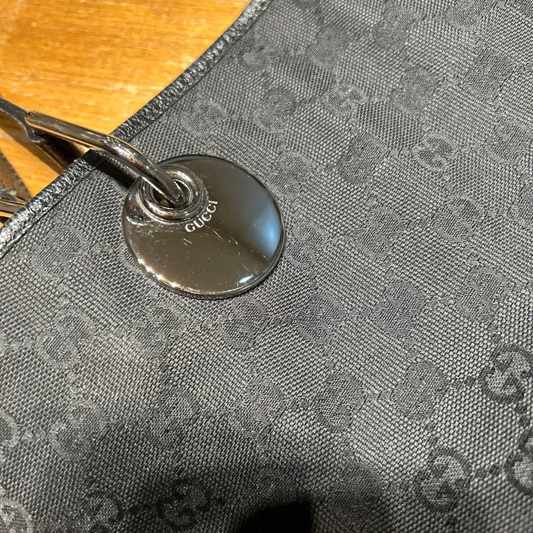 GUCCI Canvas Tote Bag Women Black Silver Hardware Durable Authentic thumbnail 8