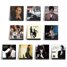 10 Pack Black Wood Vinyl Record Shelf, Wall Mount, LP Album Holder, Display