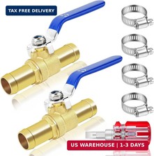 5/8'' Heater Hose Shut Off Ball Valves, 2Pcs Brass Barb Shut Off Ball Valves, 5/