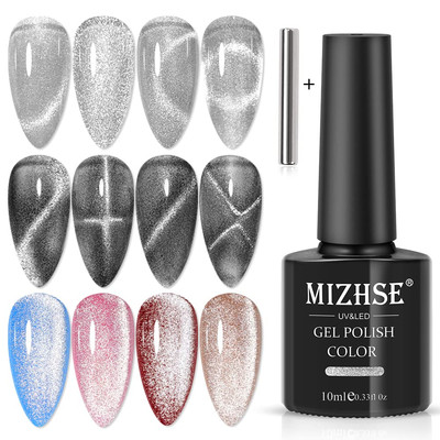 MIZHSE Universeller Silber Cat Eye Top Coat Gel UV 2-in-1 9D Wide Cat Eye UV Gel