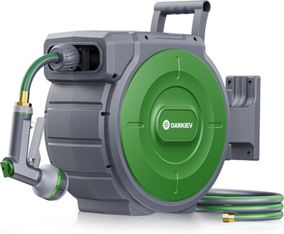 Garden Retractable Hose Reel, 5/8 Inch x 85 ft Wall Mounted Garden Hose Reel wit