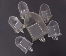 6 glass pourers Poncet Gerrix pressed glass spice drawer spice pourers shabby