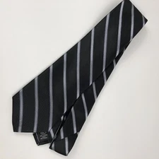 Bellissima Cravatte Tie 57" 3.5" Striped Black Gray White