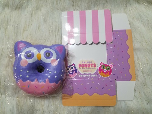 Puni Maru Jumbo Owl Animal Donut Squishy Purple/Pink Face - 第 4/6 張圖片