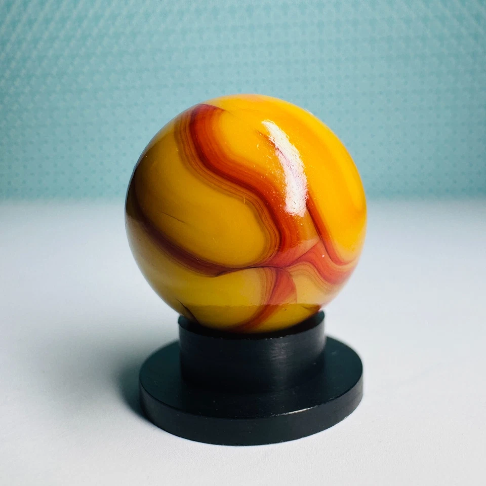 Antiguo Raro Callejón Dorado Dragón Llama NLR Rainbo Mármol VHTF .63" Cinta Roja 💥 Foto 3 de 4