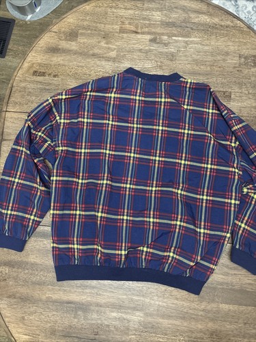 Vintage Izod Mens Golf Pullover Windbreaker Colorful Plaid Checker Light Jacket - Picture 8 of 8