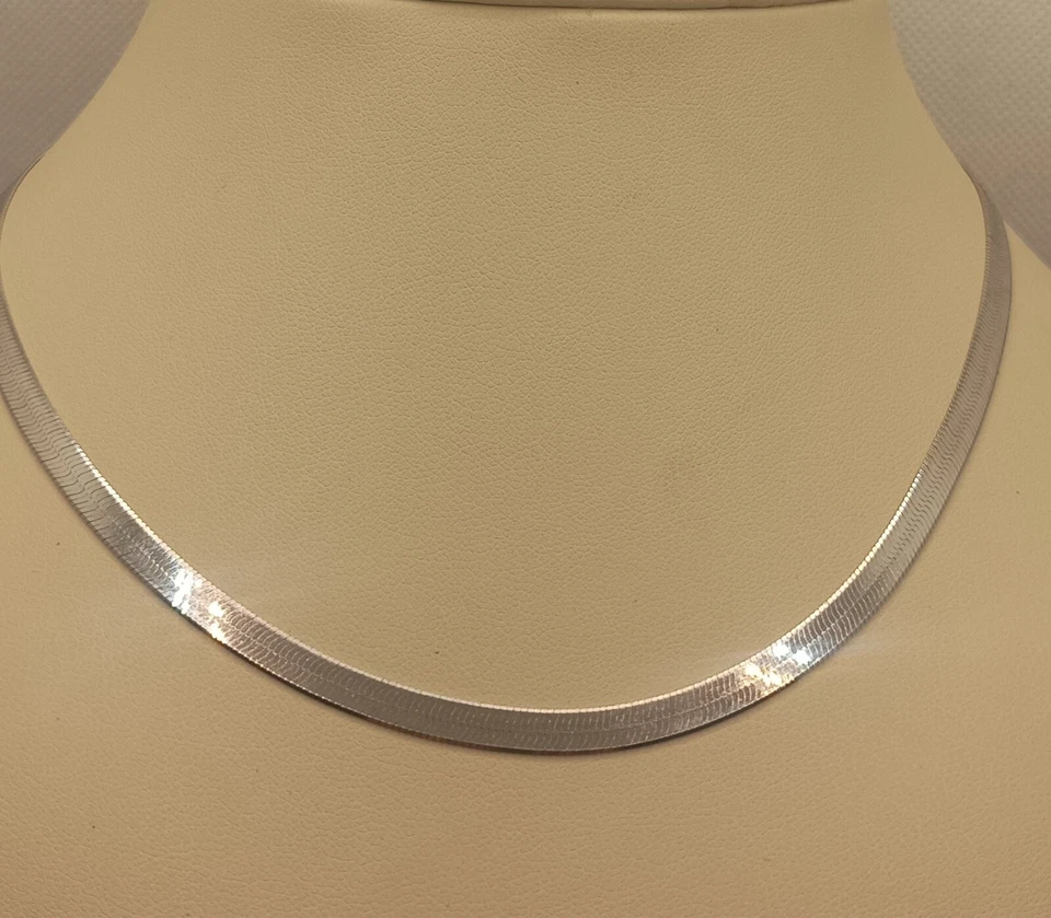 COLLANA PIATTINA SCHIACCIATA ARGENTO RODIATO CM 36-41 MM 4 GR. 8,5 VINTAGE EXPLO - Immagine 3 di 4