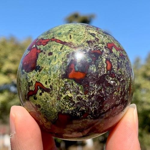339G Natural dragon blood stone quartz sphere crystal ball reiki healing decor - Picture 17 of 24