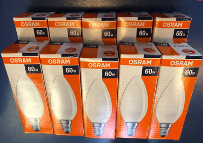 10X OSRAM Glühlampe 60W E14 230V MATT Kerzenlampe DIMMBAR !!!