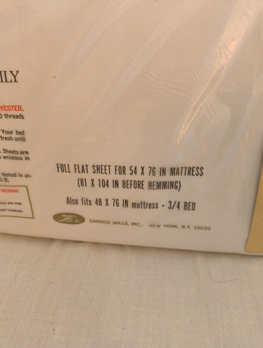 Vintage Cannon Royal Family No-iron Percale 1 Full Flat Sheet /2 Pillowcases NOS - Picture 3 of 3