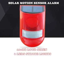 Outdoor Solar Infrared Motion Sensor Alarm 129DB Siren Strobe Light Ip65Waterpro