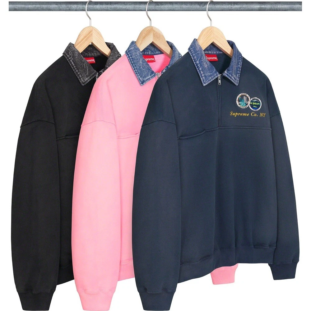 Supreme Denim Collar Half Zip Sweatshirt (SS23) Pink - Size M (Next Day Ship)
