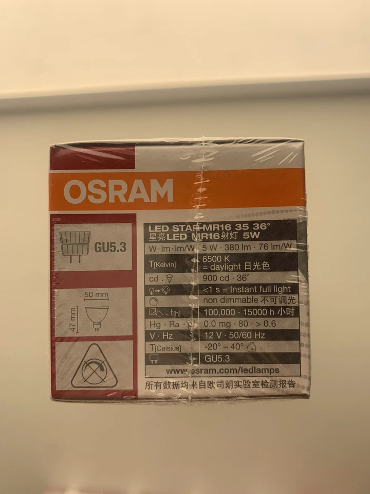 10 x OSRAM LED GU5.3 Downlight Globes Bulbs 5W 12V MR16 Daylight 6500K 380Lm - Image 3 of 3