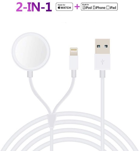 2 IN 1 CAVO RICARICA USB CARICATORE WIRELESS LIGHTNING APPLE WATCH IPHONE  IPAD | eBay