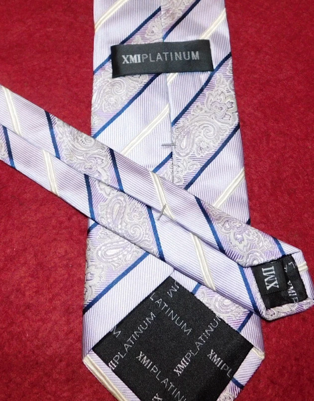 CORBATA XMI PLATINO HECHA EN EE. UU. MULTICOLOR A RAYAS/PAISLEY - CORBATAS DE DISEÑADOR. Foto 3 de 3