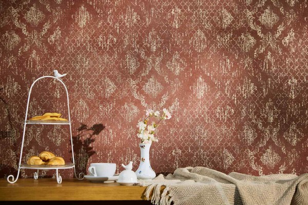 Vliestapete Barock Ornamente Used-Look Rot Gold Metallic 78672-3 (3,47€/1Qm)-image