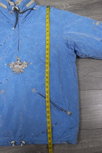 BOGNER Vintage Rare Vintage 90s SKI Anorak Blue Burnout Velvet Womens Sz M - Picture 20 of 24