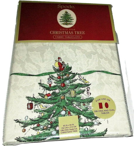SPODE FABRIC TABLECLOTH  "CHRISTMAS TREE"  60" x 84" Oblong  Seats 6-8 People - Picture 1 of 1