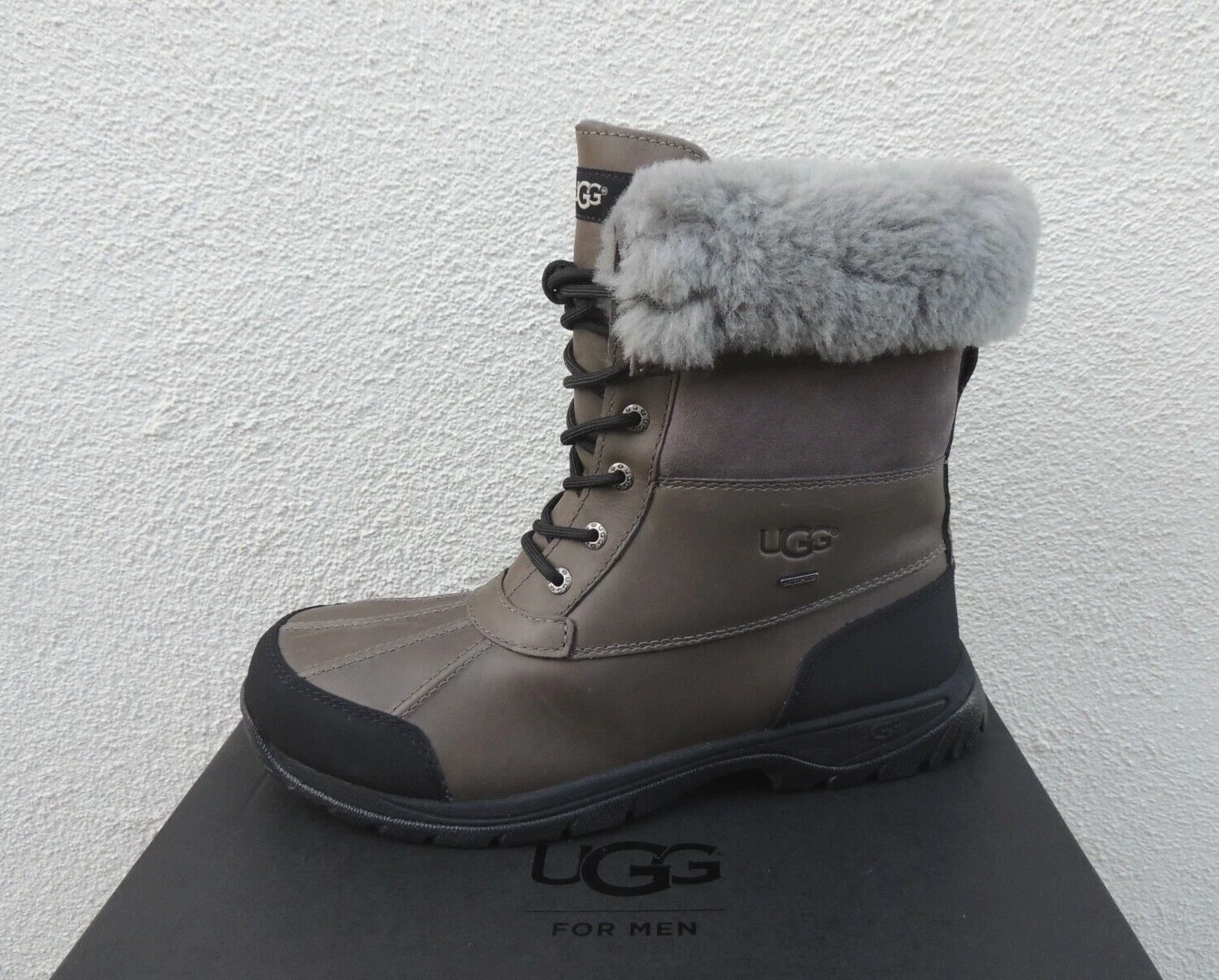 UGG BUTTE METAL GREY WATER-PROOF LEATHER WINTER BOOTS, MEN US 7/ EUR 40 ~NEW