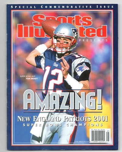 Tom Brady Sports Illustrated 2001 Superbowl no label commemorative NFL football