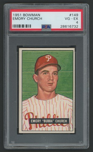 1951 Bowman #149 Bubba Church Phillies PSA 4 RC Rookie Vintage Baseball Card