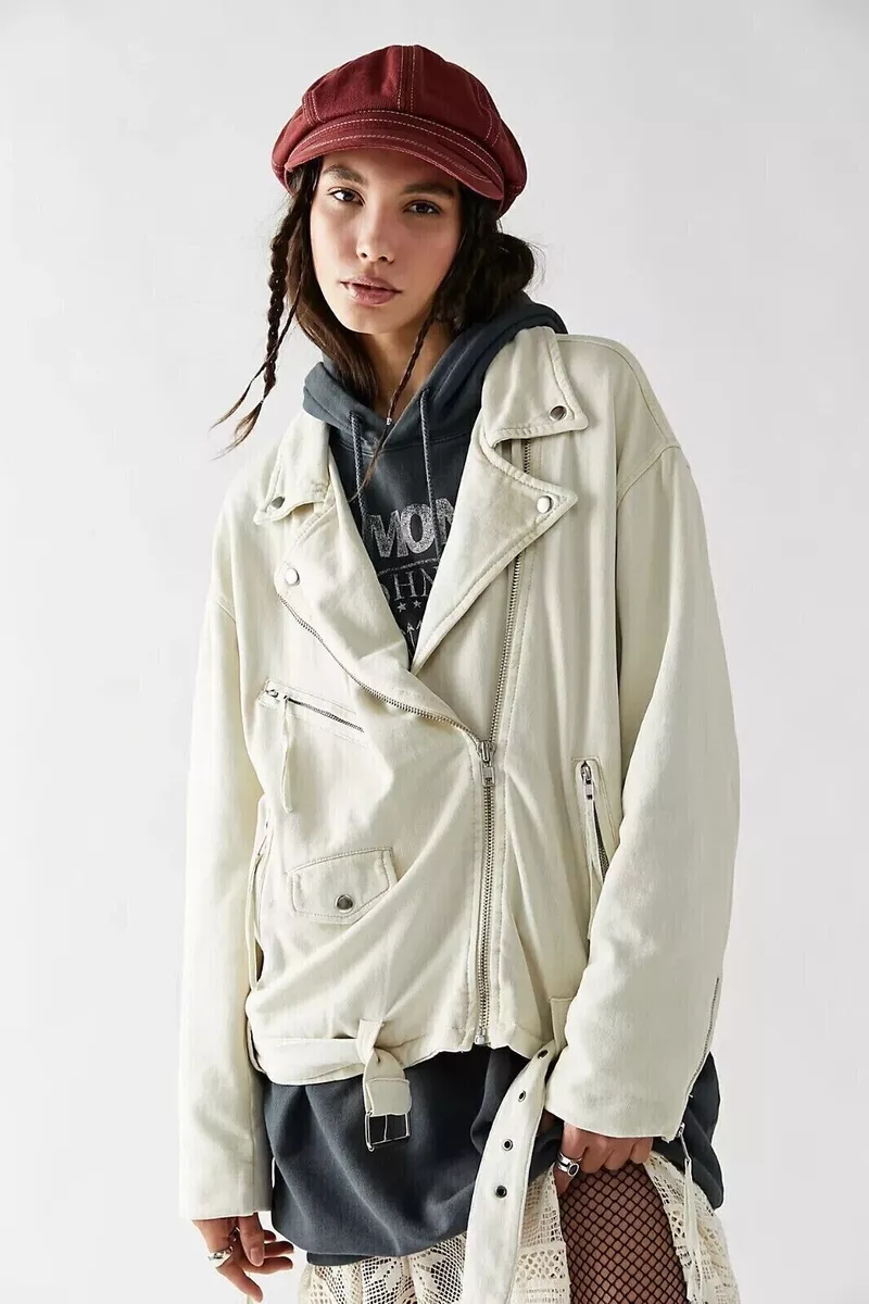 Free People We The Free Rebel Rebel Knit Moto Jacket Top Oversized L NEW |  eBay