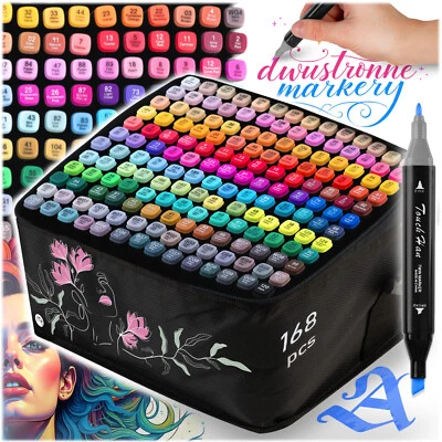 NUKIDO Doppelseitige Marker Stifte Set 168-teilig Tasche für kreative Projekte