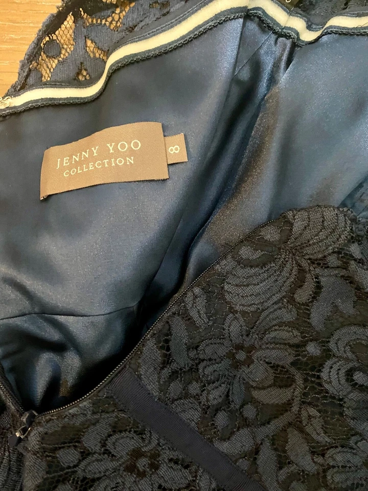 Vestido de dama de honor jenny yoo - azul marino, alta costura talla 8, a medida Foto 3 de 3