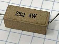25 Ohm  4 Watt  ~ WIRE WOUND POWER RESISTOR - Vintage ~NOS~ SANDSTONE ~ LOT OF 5