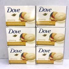 Lot of 6 ~ Dove GLOWING Mango Butter & Almond Butter Bar Soap - 3.75 oz Bar