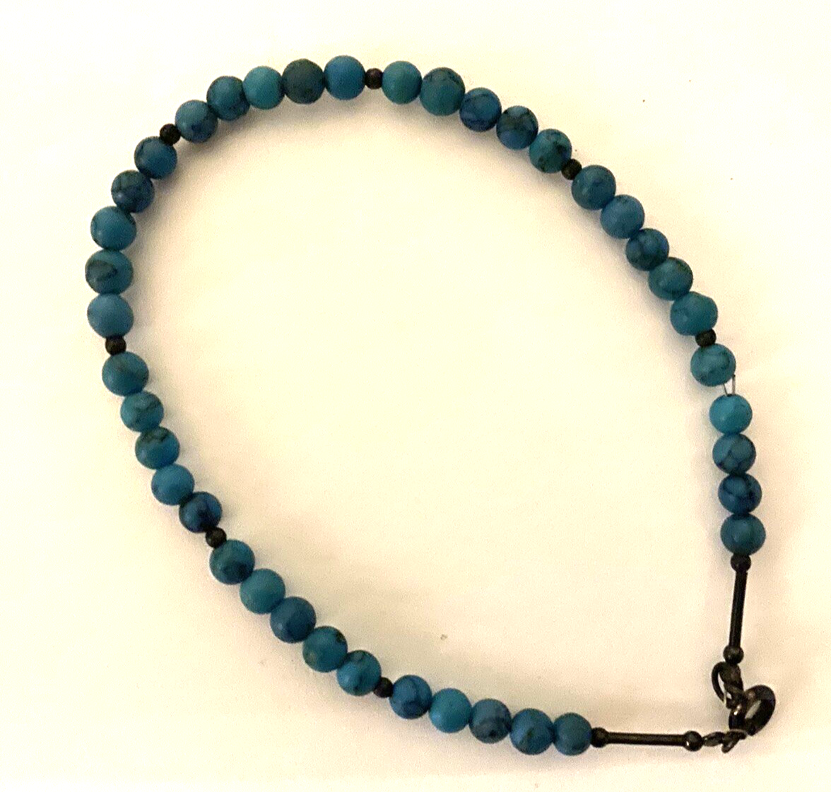 Vintage Sterling Silver Turquoise Beaded Bracelet