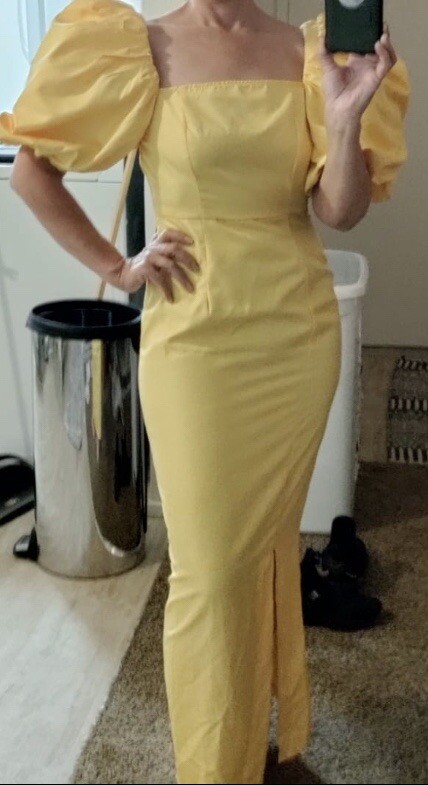 bridesmaid dresses yellow Anderson Maxi Dress, in Yellow Luxe Satin, Size: Large | Show Me Your Mumu