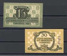 Flensburg 2 Scheine Notgeld / A.-T. Brodersen ...........................2/27010