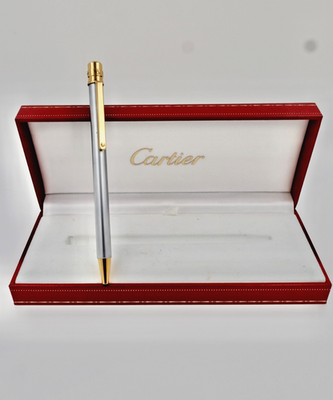 Cartier Santos de Cartier Ballpoint Pen in steel with gold finish