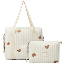 2pcs Quilted Diaper Bag Tote Set Multifunction Cotton Maternity Hospital Bag ...