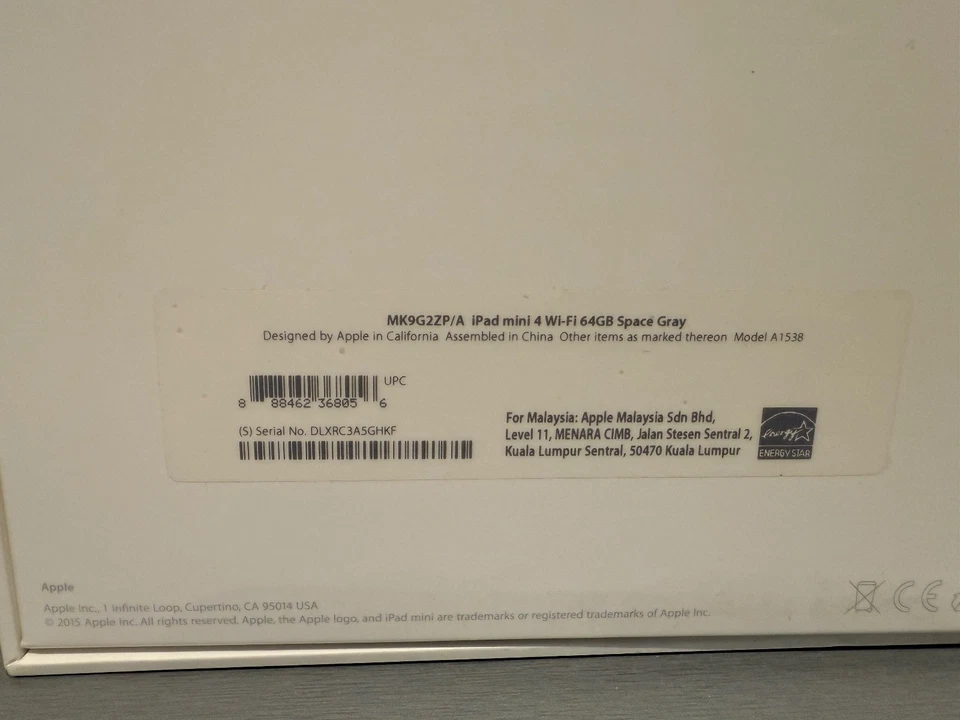 Boxed Apple iPad mini 4 MK9G2ZP/A 64GB Space Grey 7.9In ipad Wi-Fi Mint - Image 4 of 4