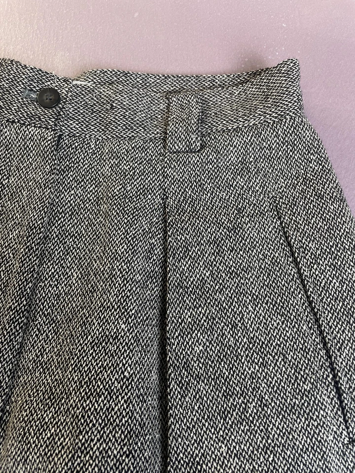 Pantalones deportivos Valerie Stevens para mujer 6 grises tweed lana mezcla seda plisados forrados Foto 3 de 4